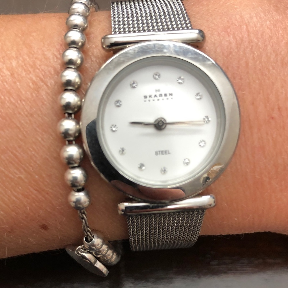 Skagen Denmark silver diamond stainless watch